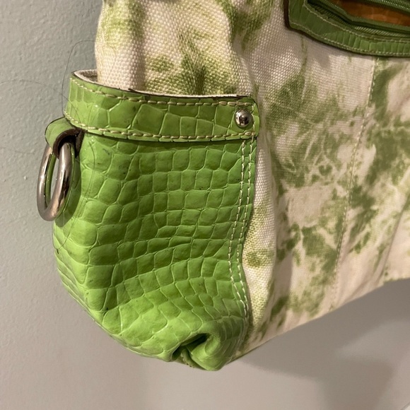 Kathy Van Zeeland Green and Cream Tote Bag Y2K - Picture 2 of 10